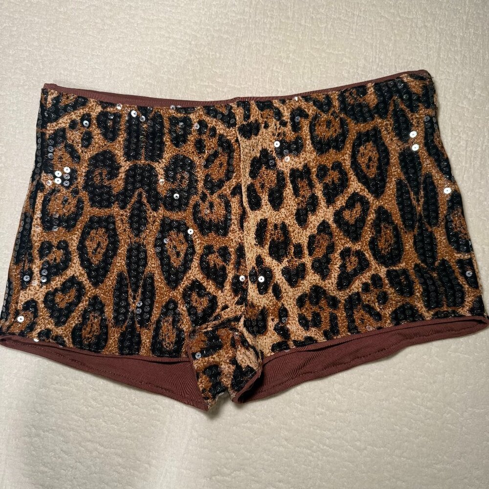 Cheetah micro mini shorts with sequins